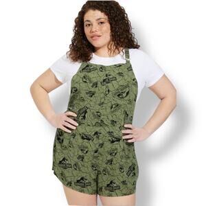 Torrid Jurrasic Park Shortall Romper Dinosaurs Green Women's 3 XL Casual Comfy